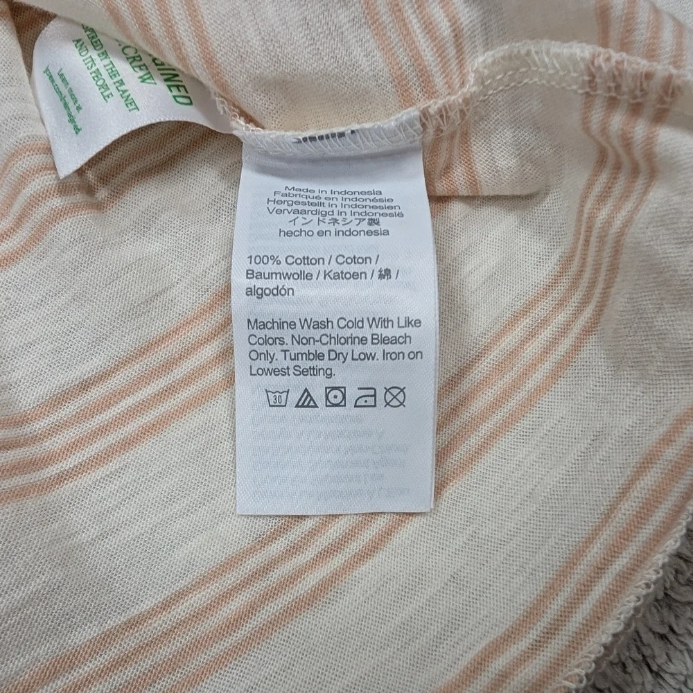 J. Crew Shirt Womens 3X White Beige Stripe Vintage Cotton Crewneck Tee Casual